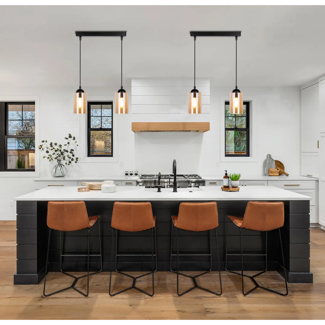 Bistro lampa wisząca czarny 2x40w e27 klosz brązowy — zdjęcie 9