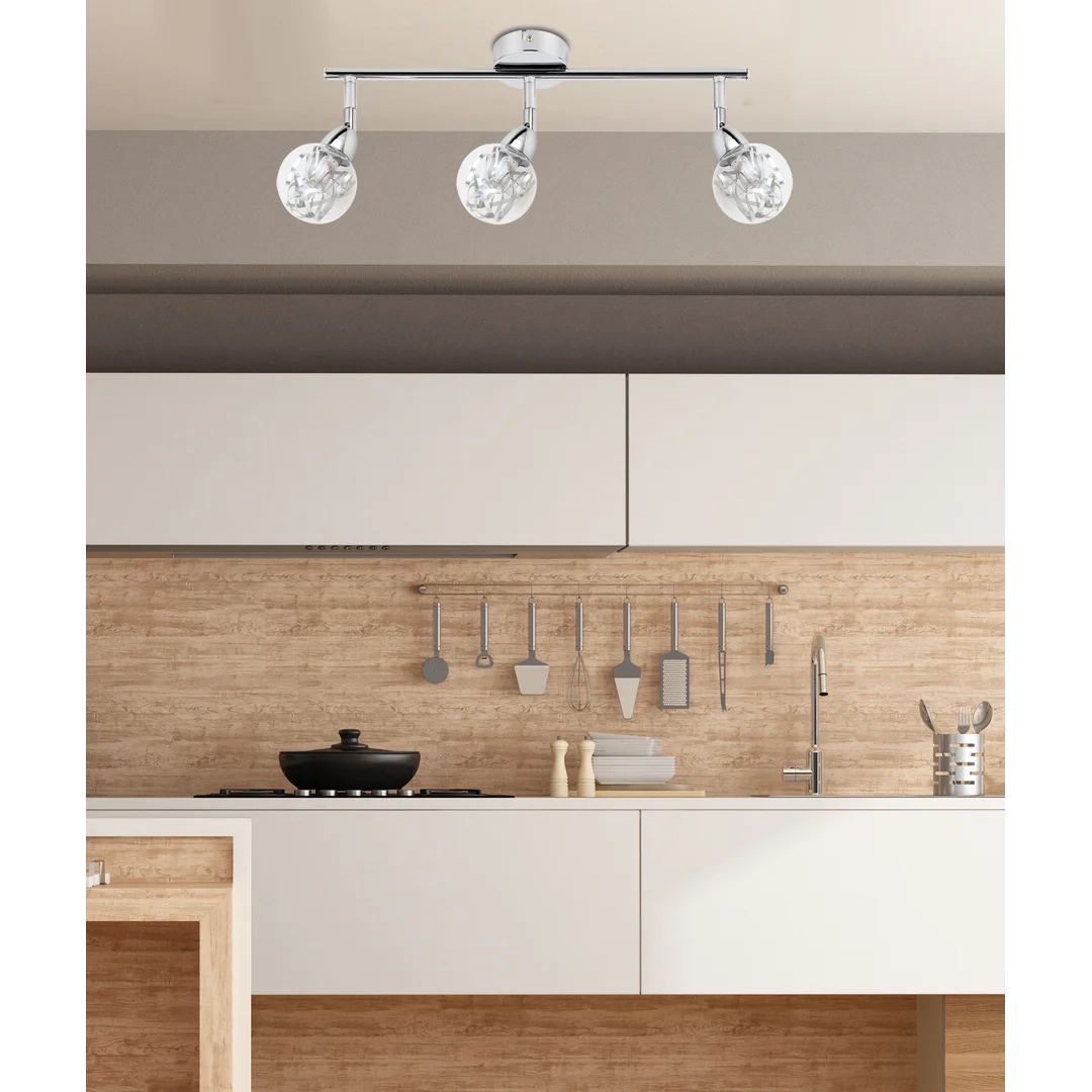 BOLO LAMPA SUFITOWA LISTWA 3X6W LED SMD GŁÓWKA OKRĄGŁA 1E Z PRZEGUBEM KLOSZ WYMIENNY KD SYSTEM CHROM/BEZBARWNY — zdjęcie 2
