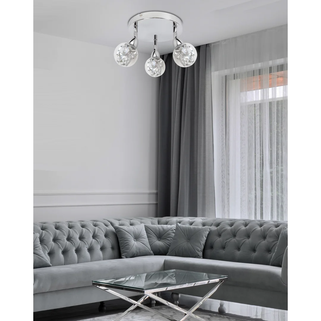 BOLO LAMPA SUFITOWA PLAFON 3X6W LED SMD GŁÓWKA OKRĄGŁA 1E Z PRZEGUBEM KLOSZ WYMIENNY KD SYSTEM CHROM/BEZBARWNY — zdjęcie 2