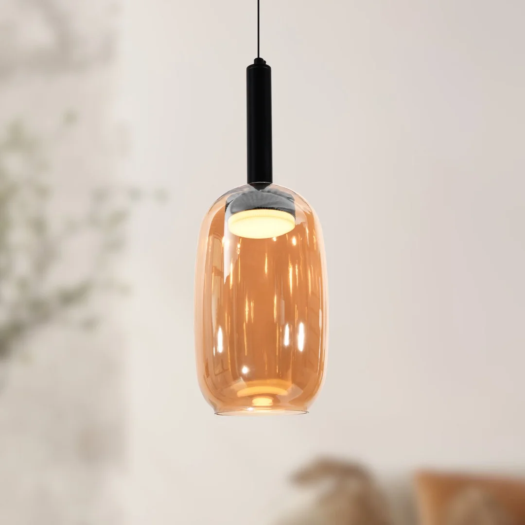 BUENO lampa wisząca czarny 1x9W GX53 klosz bezbarwny+bursztynowy — zdjęcie 2