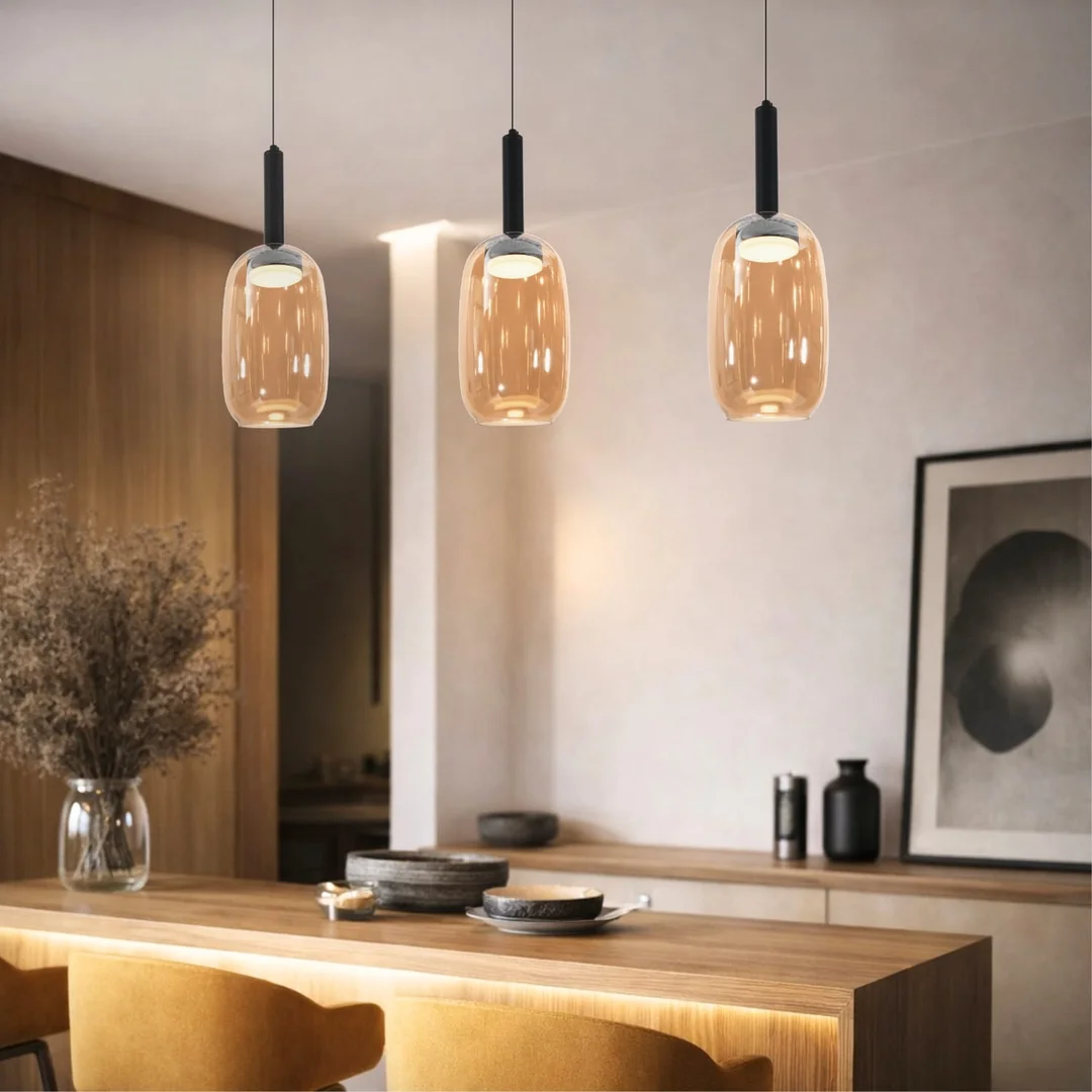 BUENO lampa wisząca czarny 1x9W GX53 klosz bezbarwny+bursztynowy — zdjęcie 5