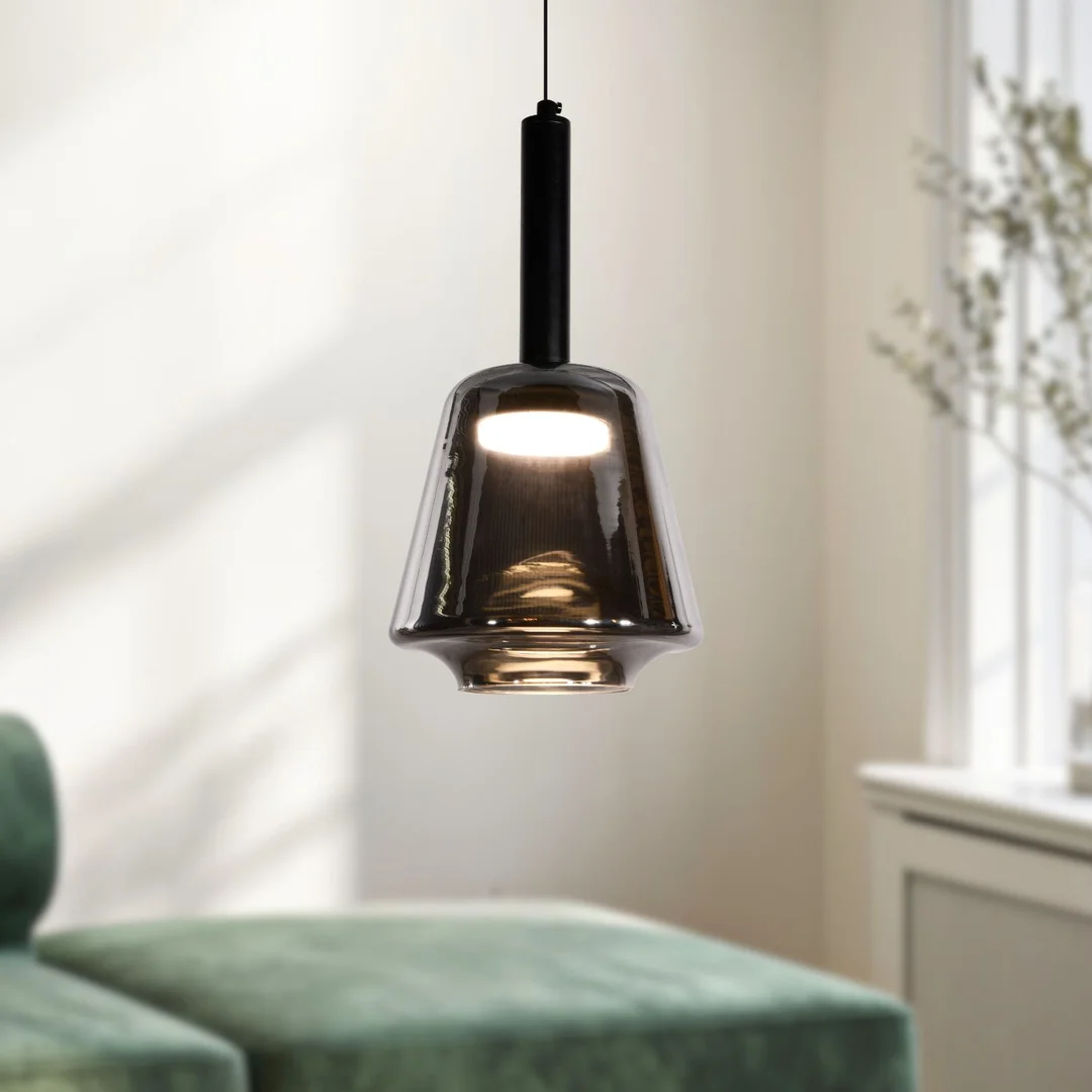 BUENO lampa wisząca czarny 1x9W GX53 klosz bezbarwny+dymiony — zdjęcie 2