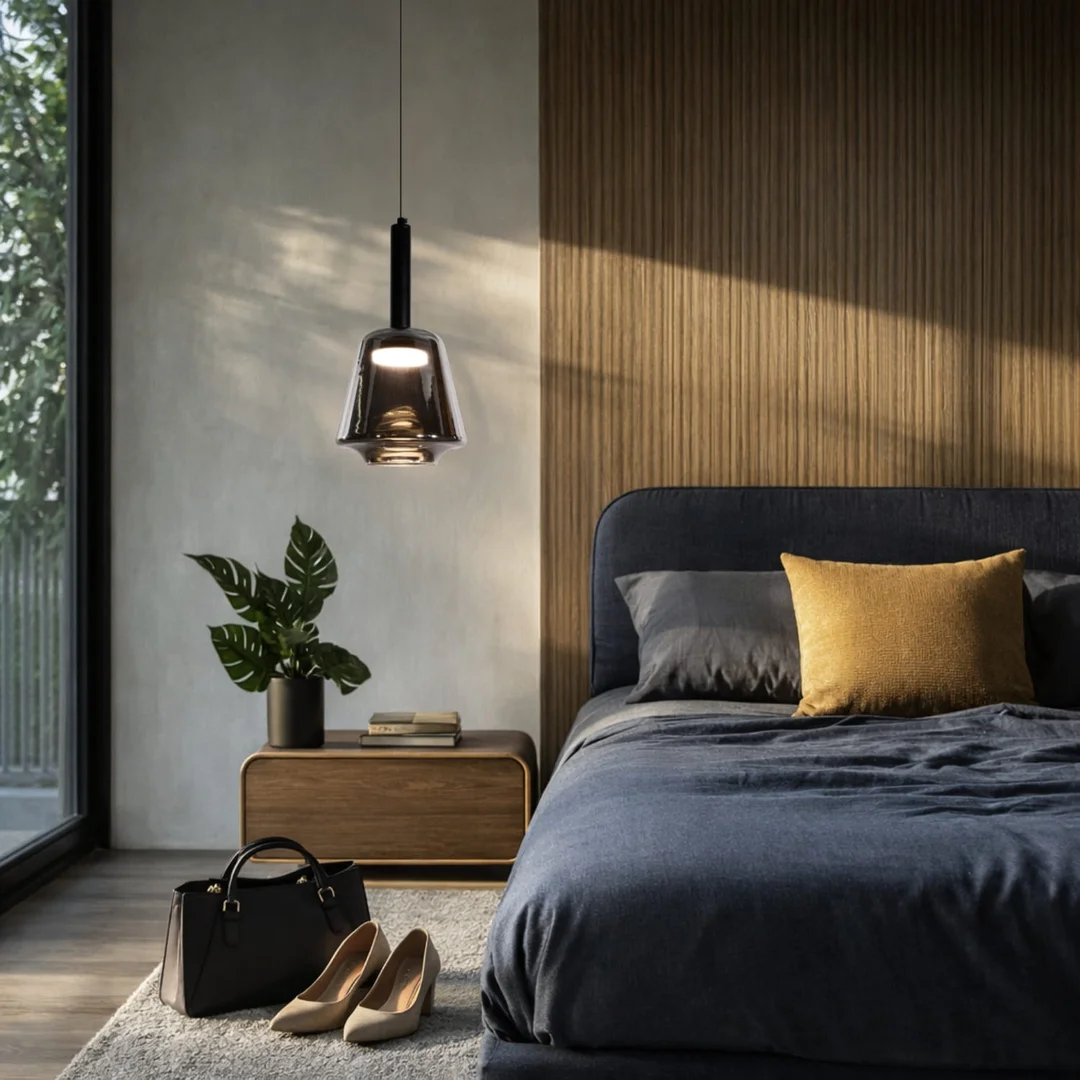 BUENO lampa wisząca czarny 1x9W GX53 klosz bezbarwny+dymiony — zdjęcie 3