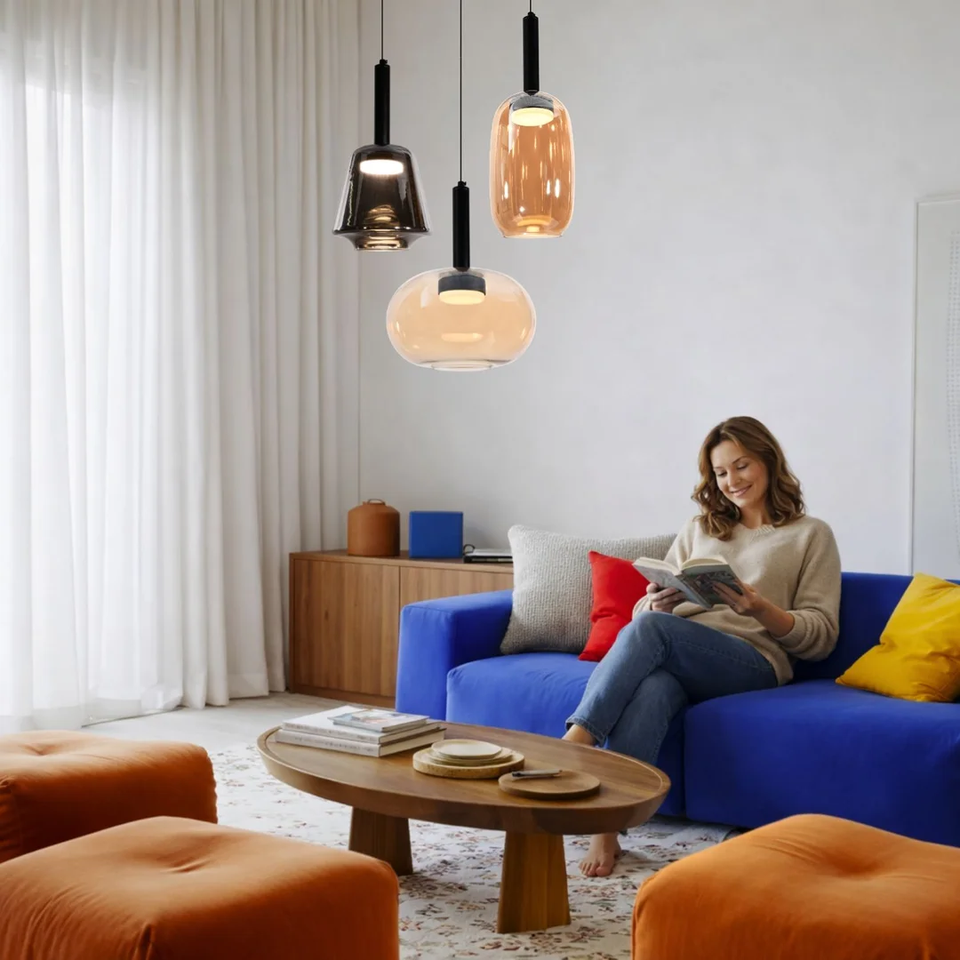 BUENO lampa wisząca czarny 1x9W GX53 klosz bezbarwny+dymiony — zdjęcie 6