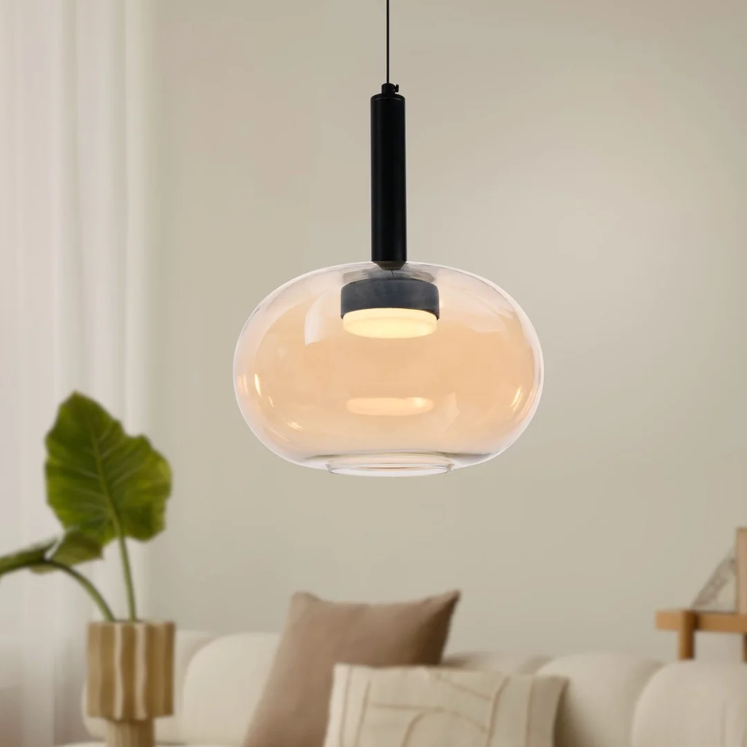 BUENO lampa wisząca czarny 1x9W GX53 klosz bezbarwny+złoty — zdjęcie 2