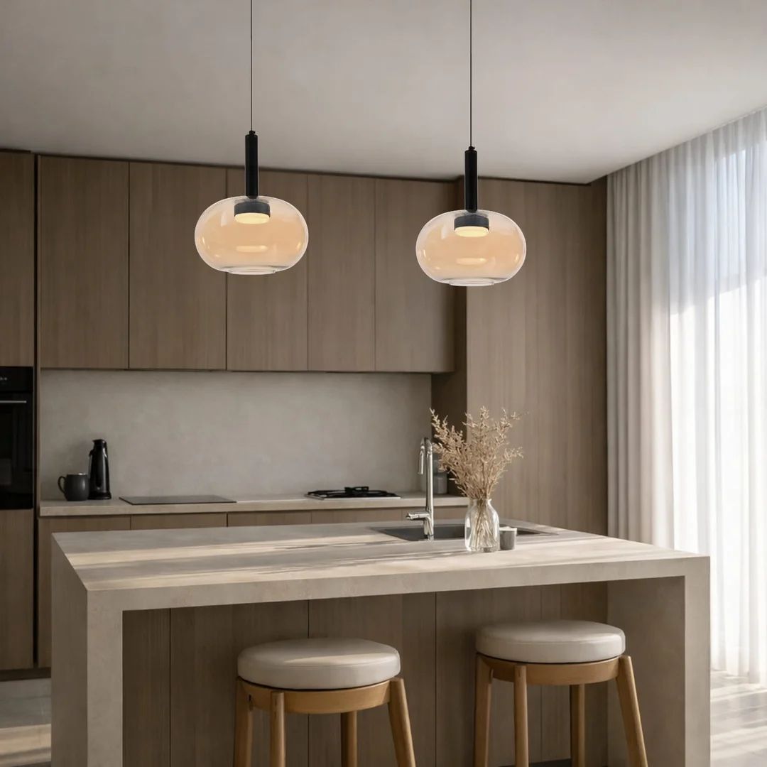 BUENO lampa wisząca czarny 1x9W GX53 klosz bezbarwny+złoty — zdjęcie 3