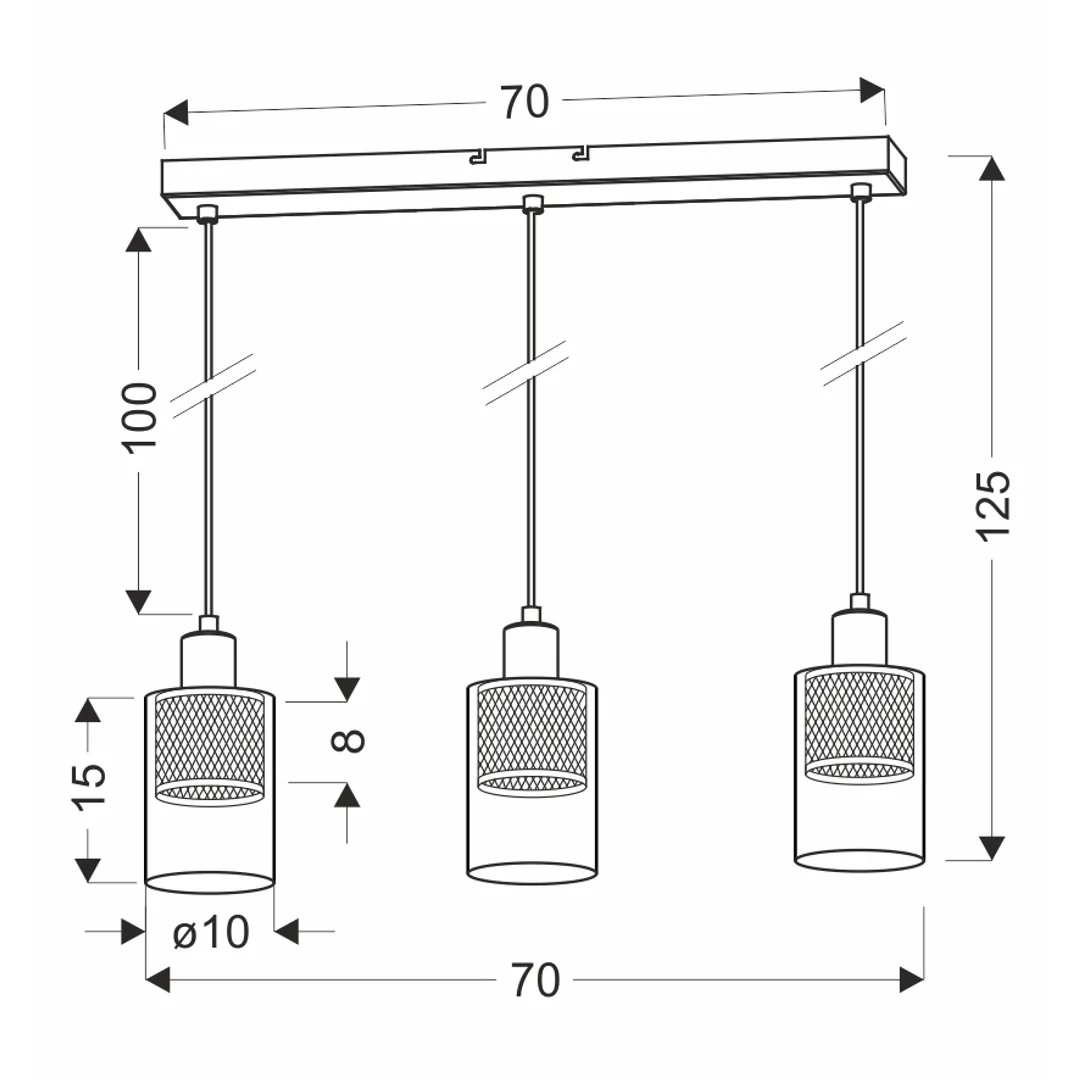 CABI lampa wisząca czarny +złoty 3x40W E14 klosz bursztynowy — zdjęcie 2