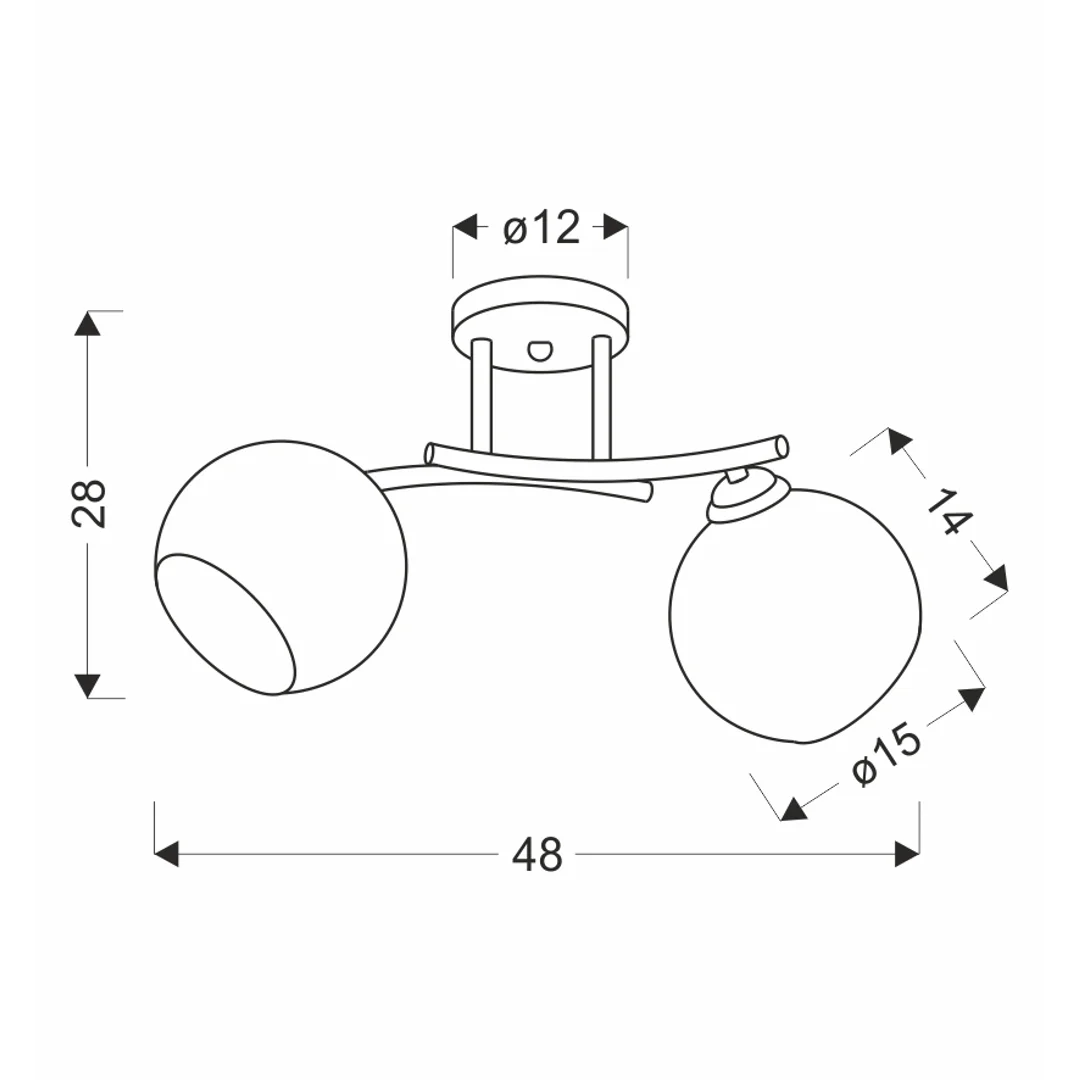 CALMO lampa sufitowa brunatny+złoty 2x40W E27 klosz biały — zdjęcie 2