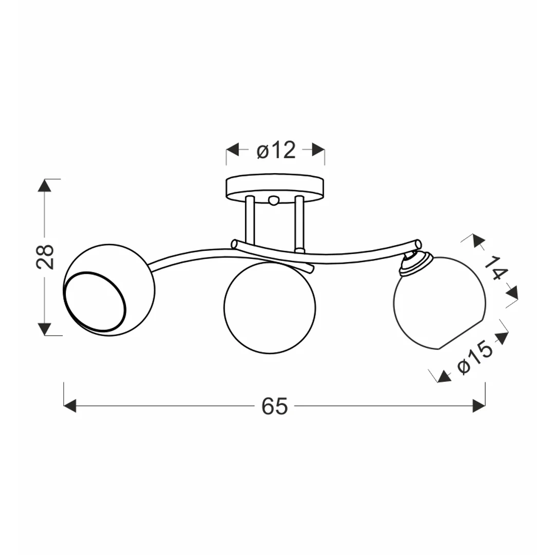 CALMO lampa sufitowa brunatny+złoty 3x40W E27 klosz biały — zdjęcie 2