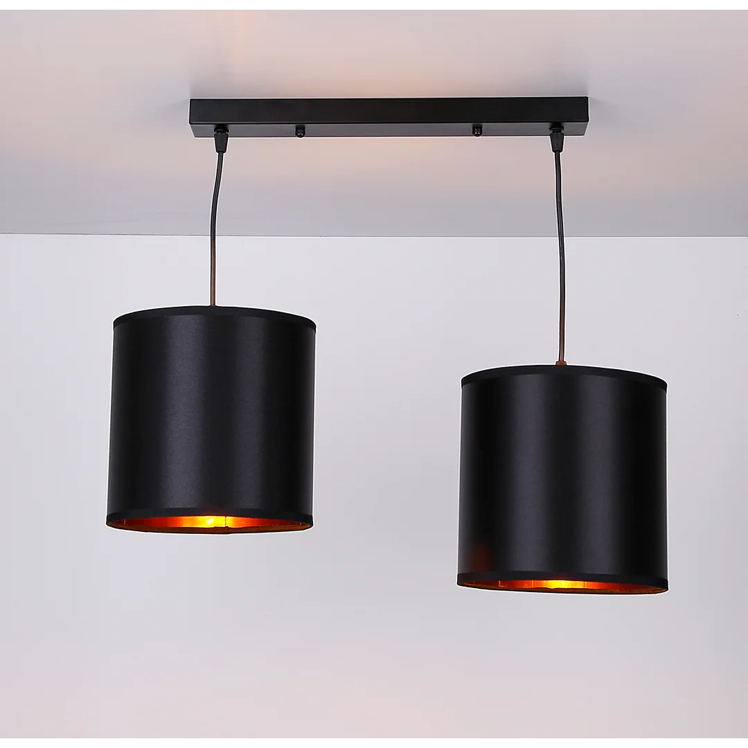 Candida lampa wisząca czarny 2x40w e27 abażur czarny — zdjęcie 4