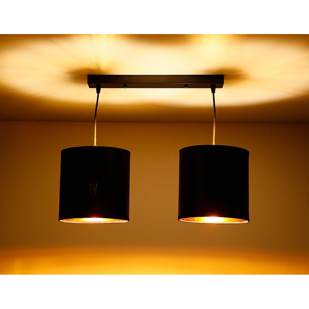 Candida lampa wisząca czarny 2x40w e27 abażur czarny — zdjęcie 5