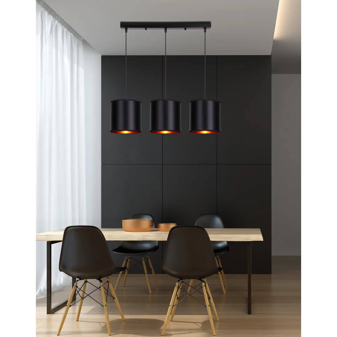 Candida lampa wisząca czarny 3x40w e27 abażur czarny — zdjęcie 12