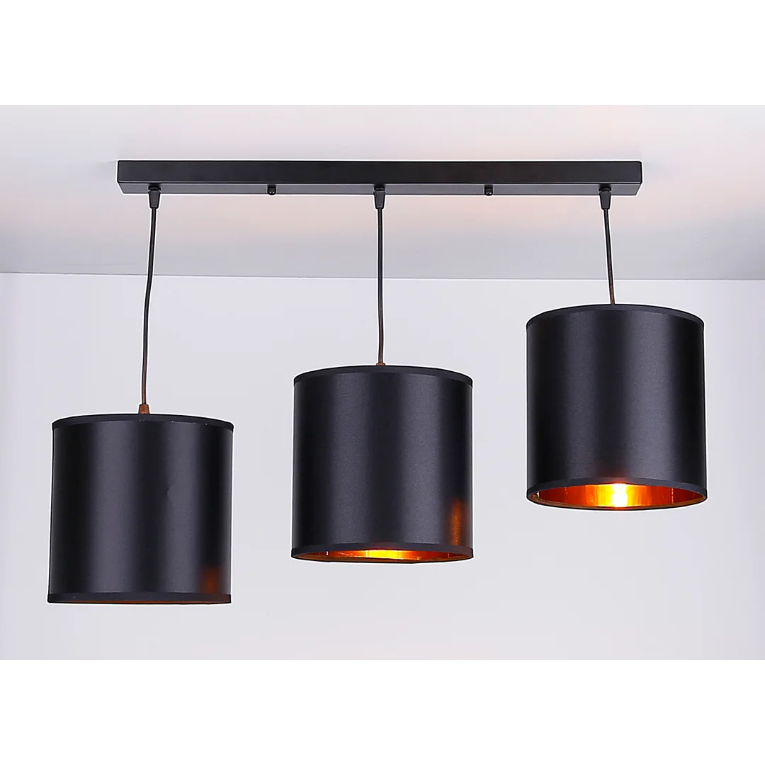 Candida lampa wisząca czarny 3x40w e27 abażur czarny — zdjęcie 4