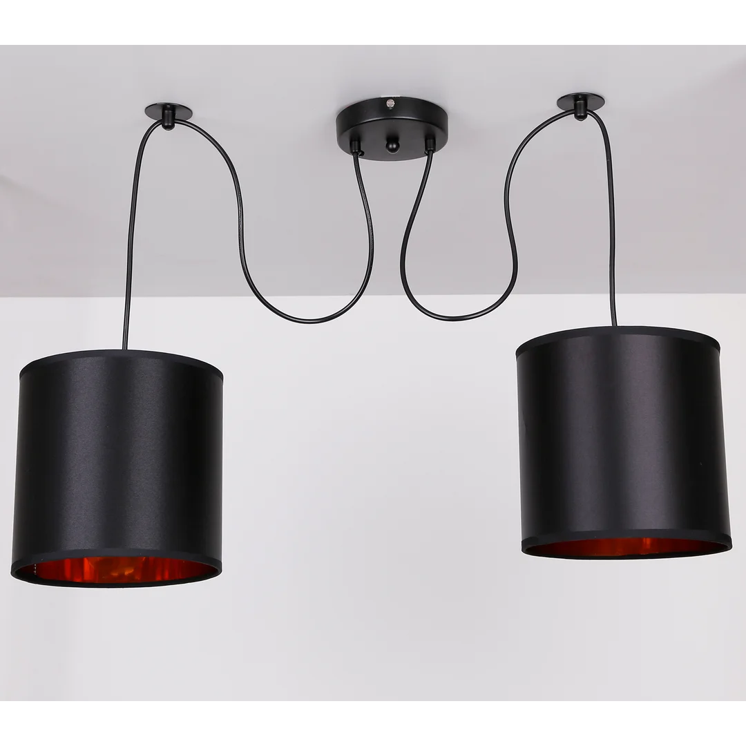 Candida p lampa wisząca czarny 2x40w e27 abażur czarny — zdjęcie 3