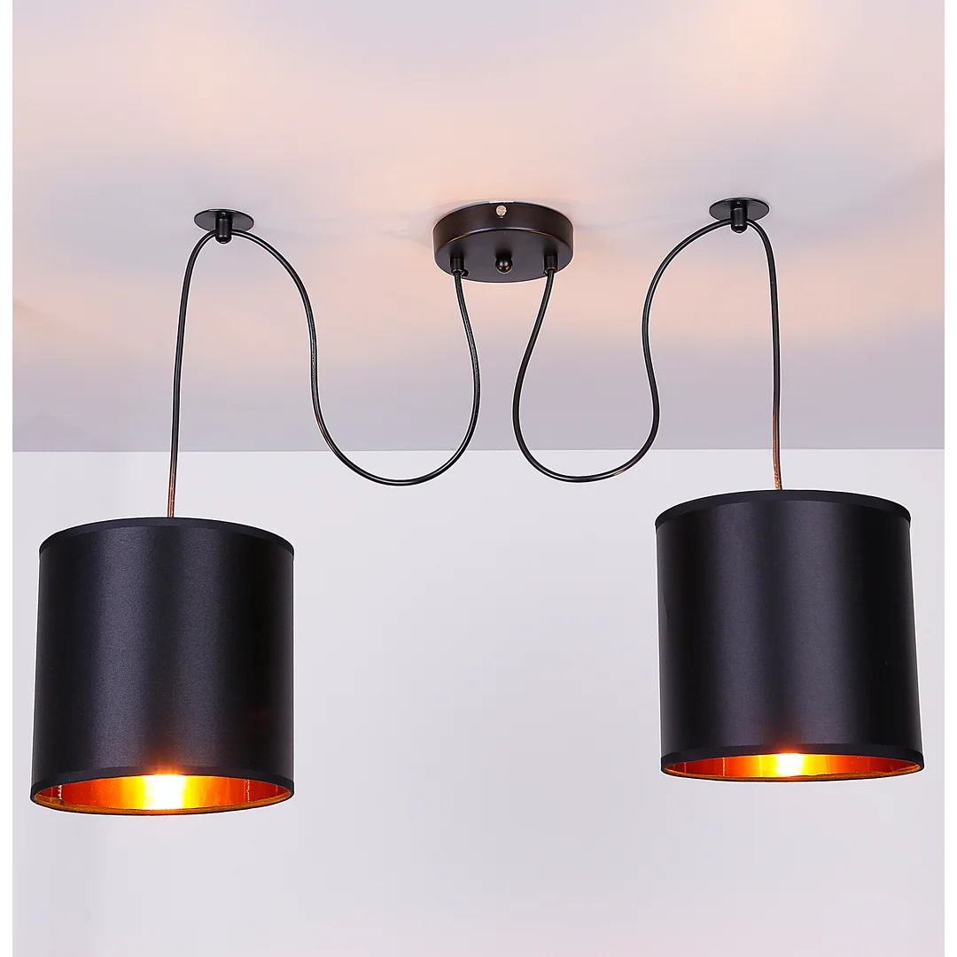 Candida p lampa wisząca czarny 2x40w e27 abażur czarny — zdjęcie 4