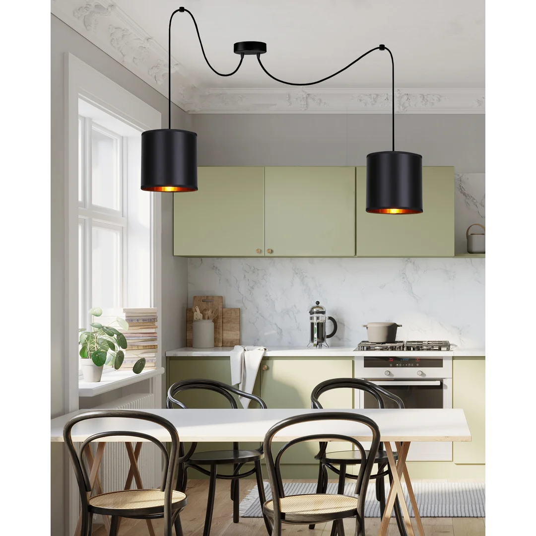 Candida p lampa wisząca czarny 2x40w e27 abażur czarny — zdjęcie 6