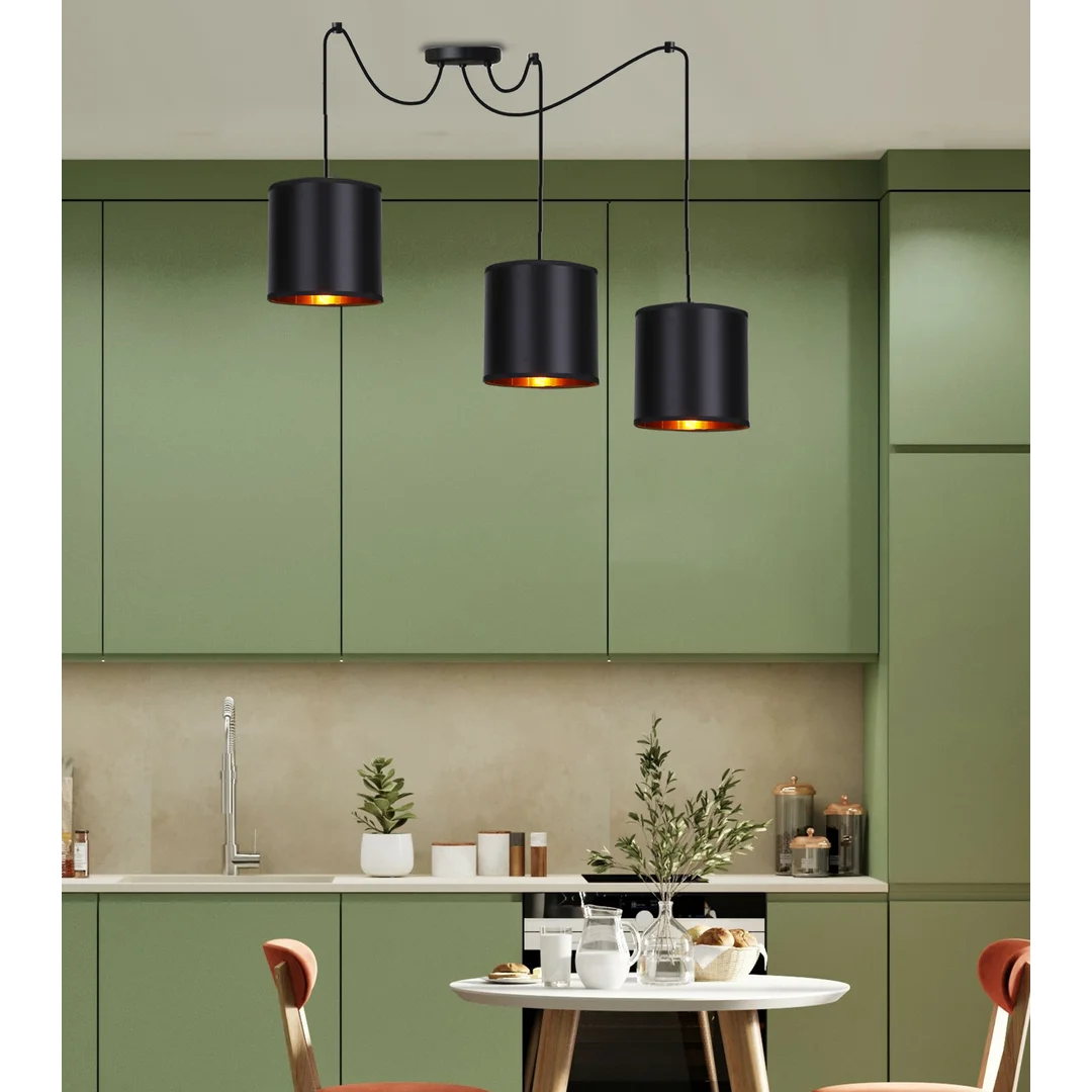Candida p lampa wisząca czarny 3x40w e27 abażur czarny — zdjęcie 2