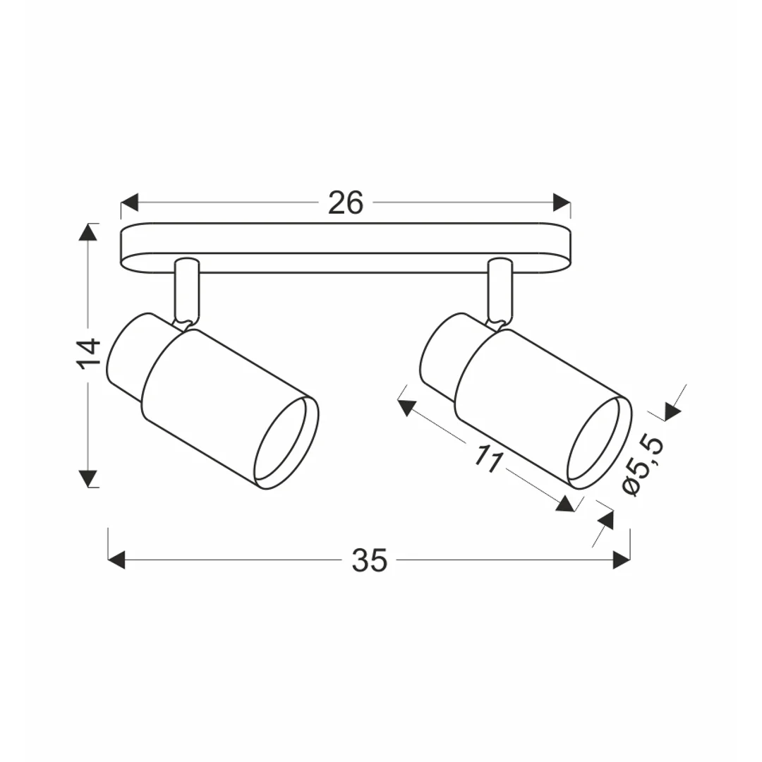 Claro lampa sufitowa listwa biały 2x15W GU10 klosz biały+drewniany — zdjęcie 2