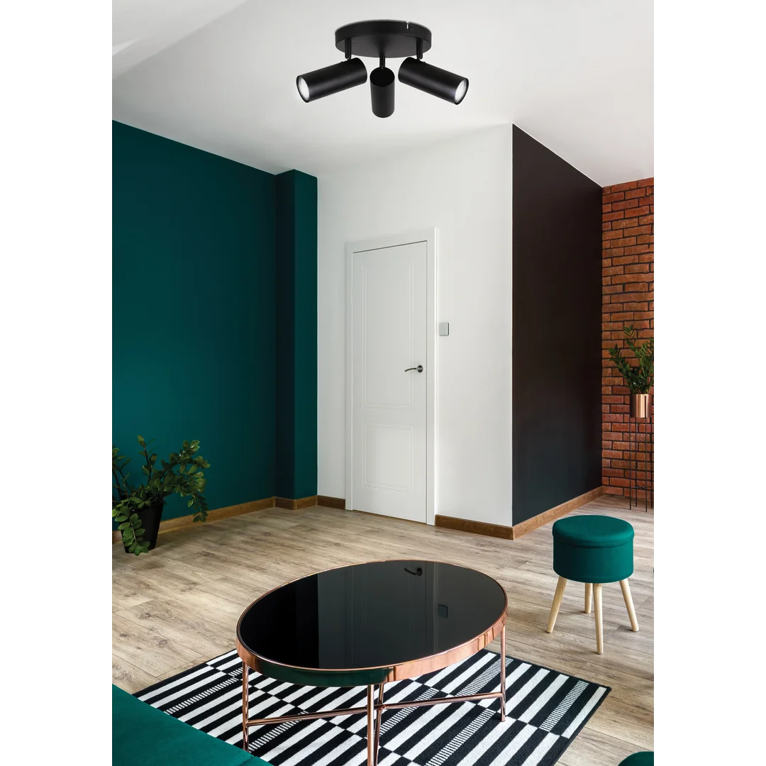 Colly lampa sufitowa czarny 3x15w gu10 klosz czarny — zdjęcie 4