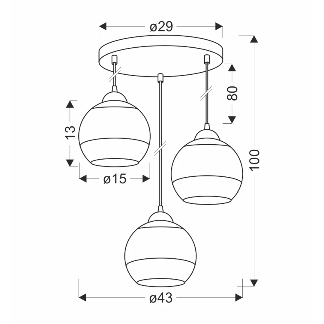 CONTESSA LAMPA WISZĄCA TALERZ CZARNY 3X40 E27 KLOSZ ZŁOTY — zdjęcie 3