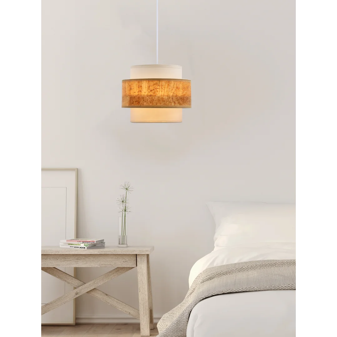 Cork lampa wisząca biały 1x40w e27 abażur biały+beżowy — zdjęcie 2