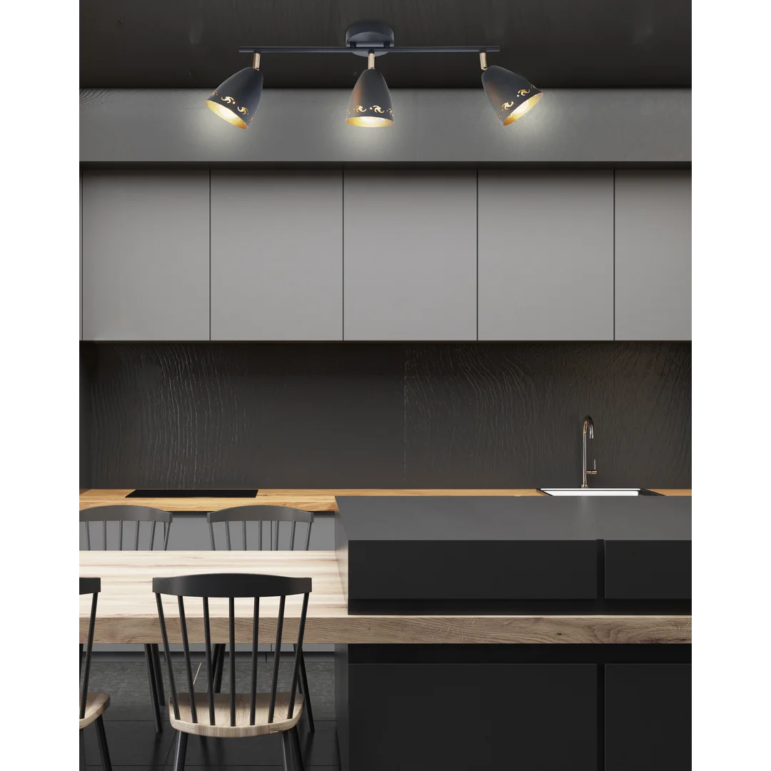COTY LAMPA SUFITOWA LISTWA 3X40W E14 CZARNY — zdjęcie 8