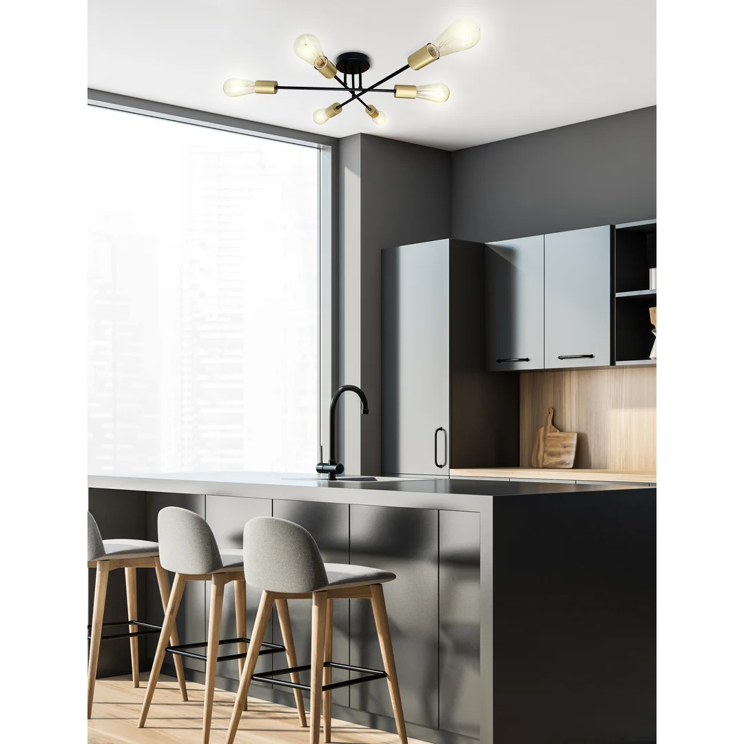Crespilo lampa sufitowa czarny 6x40w e27 — zdjęcie 2