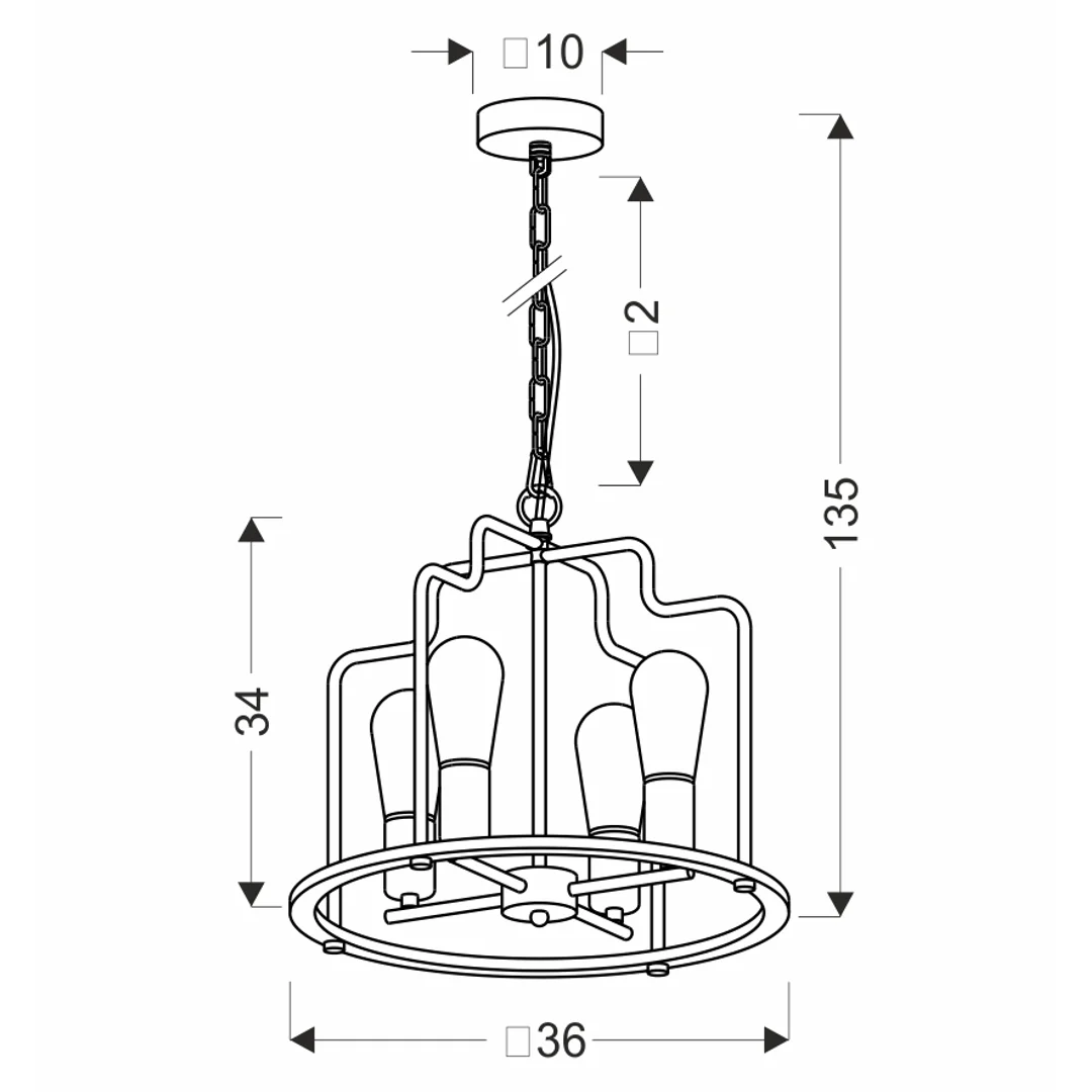 Datus lampa sufitowa czarny 4x40W E27 — zdjęcie 4