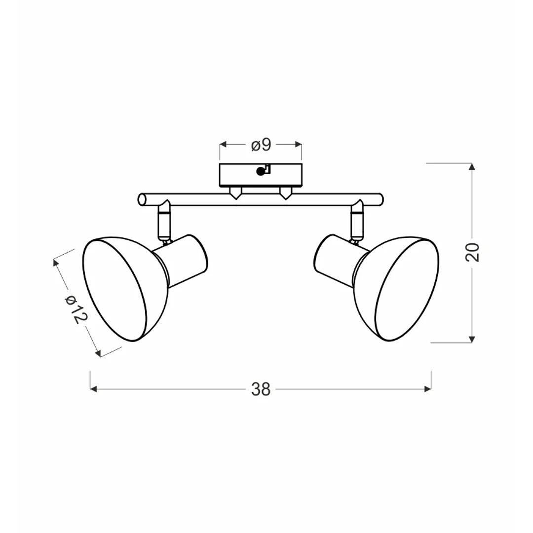 DISO LAMPA SUFITOWA LISTWA 2X40W E27 CZARNY+ZLOTO — zdjęcie 5