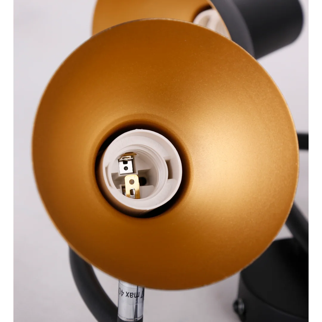 DISO LAMPA SUFITOWA SPIRALA 3X40W E27 CZARNY+ZLOTO — zdjęcie 3