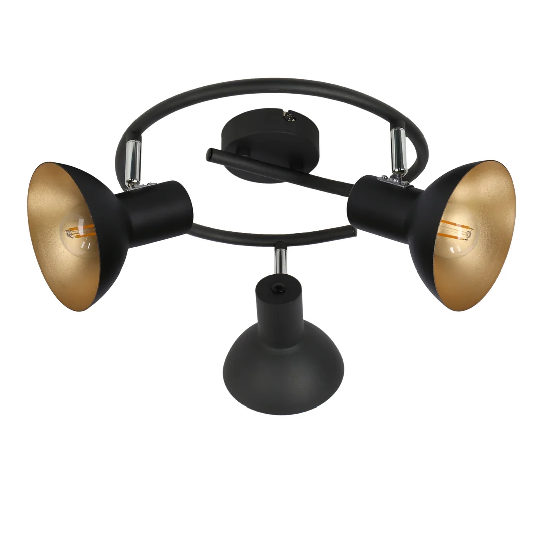 DISO LAMPA SUFITOWA SPIRALA 3X40W E27 CZARNY+ZLOTO — zdjęcie 4