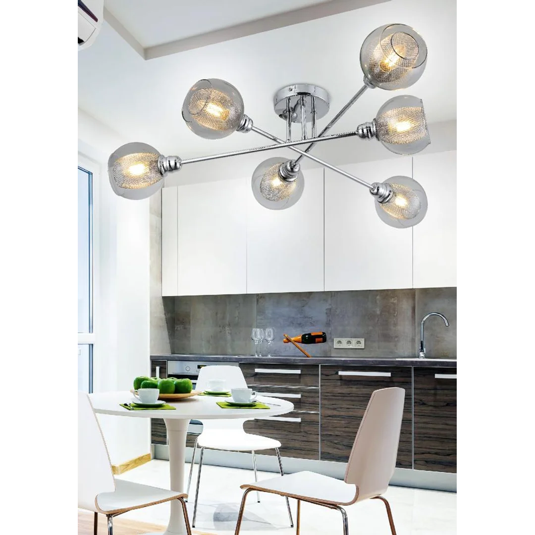 DIXI LAMPA SUFITOWA 6X40W E14 CHROM — zdjęcie 3