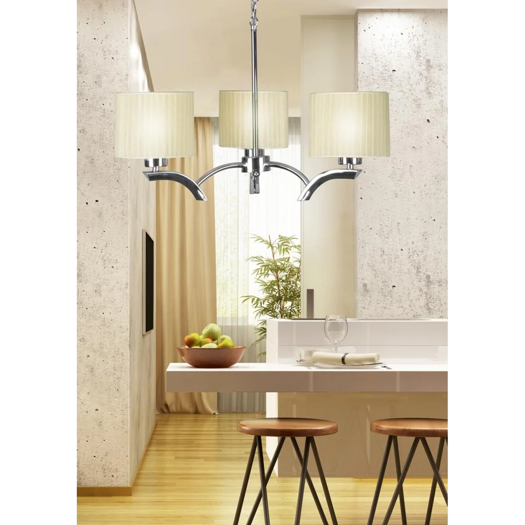 DRAGA LAMPA WISZĄCA 3X60W E27 KREMOWY — zdjęcie 3