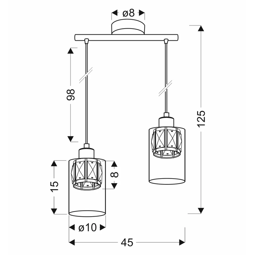 DUCATO lampa wisząca czarny +złoty 2x40W E27 klosz bursztynowy — zdjęcie 2