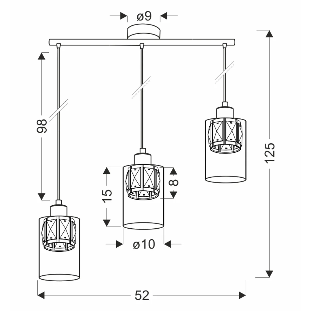 DUCATO lampa wisząca czarny +złoty 3x40W E27 klosz bursztynowy — zdjęcie 2