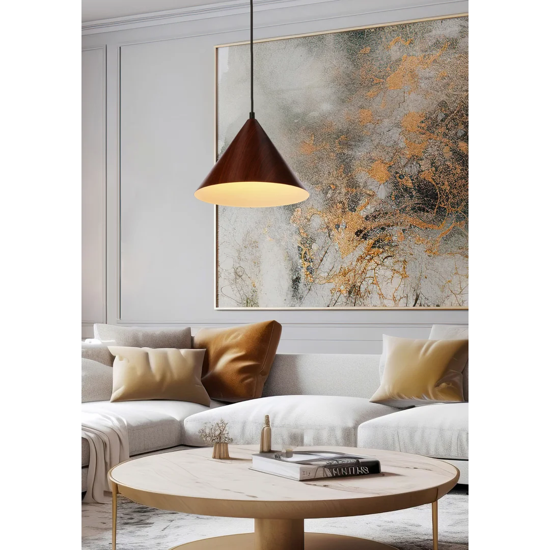 DUNCA LAMPA WISZĄCA 25 CZARNY 1X40 E27 KLOSZ CIEMNY ORZECHOWY — zdjęcie 2