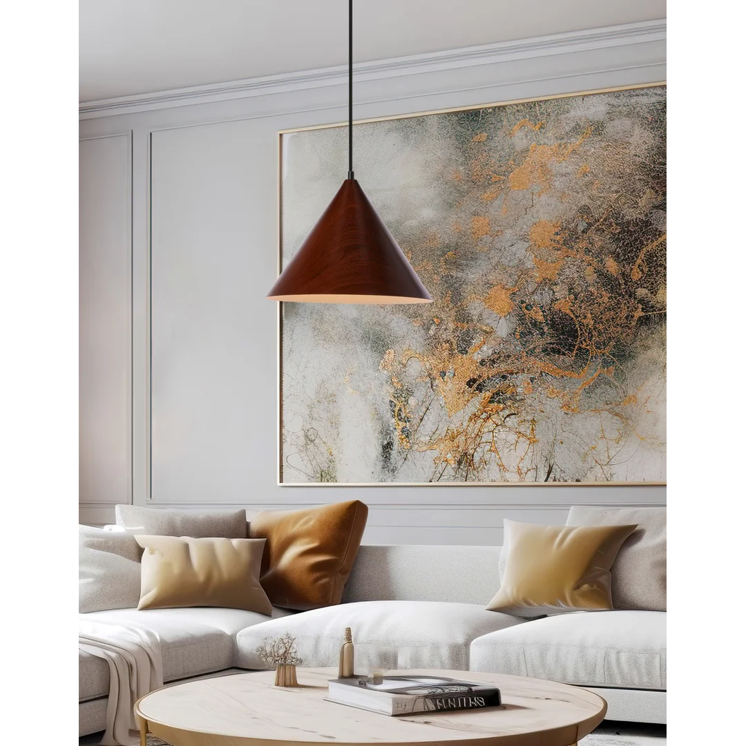 DUNCA LAMPA WISZĄCA 32 CZARNY 1X40 E27 KLOSZ CIEMNY ORZECHOWY — zdjęcie 2