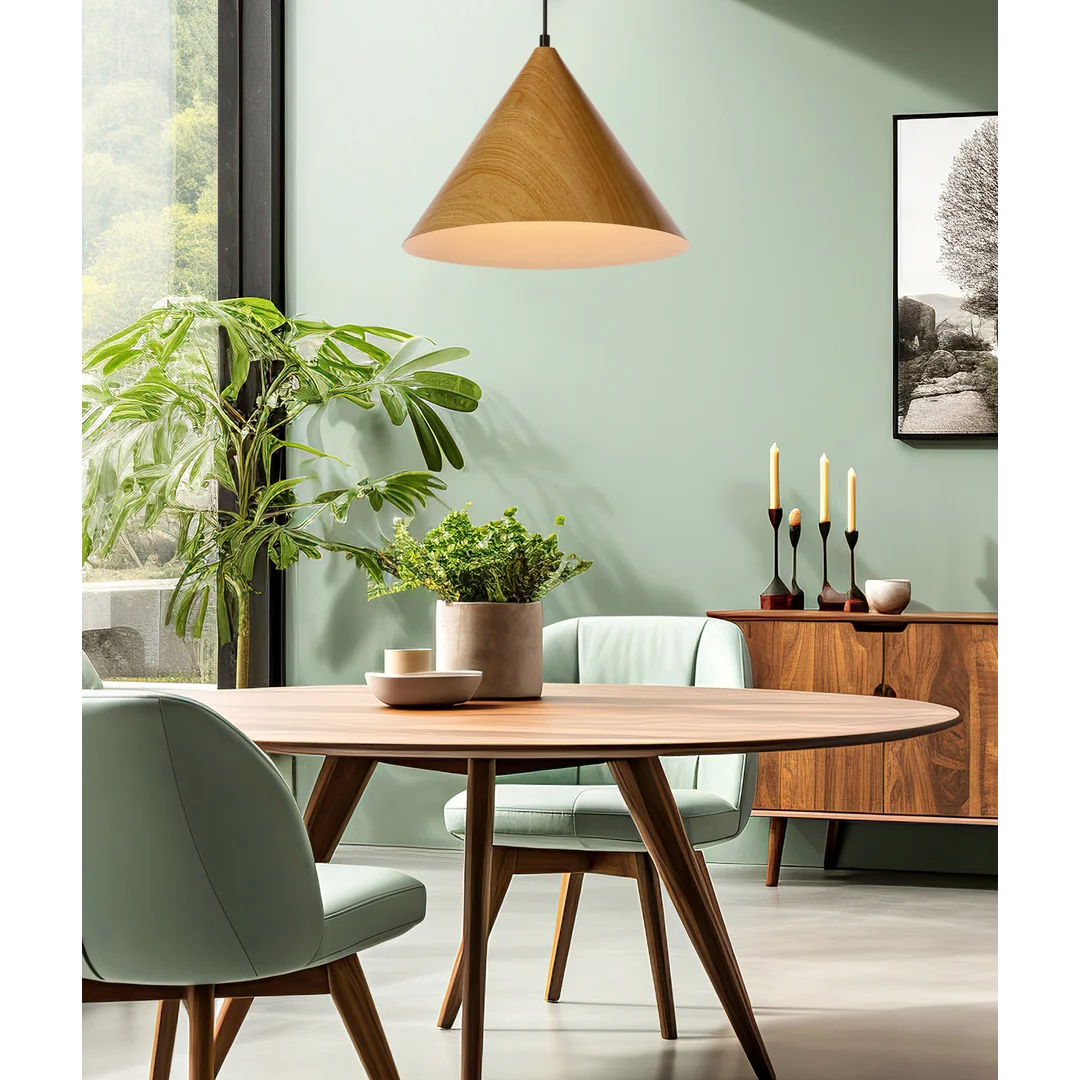 DUNCA LAMPA WISZĄCA 32 CZARNY 1X40 E27 KLOSZ JASNY DĘBOWY — zdjęcie 2
