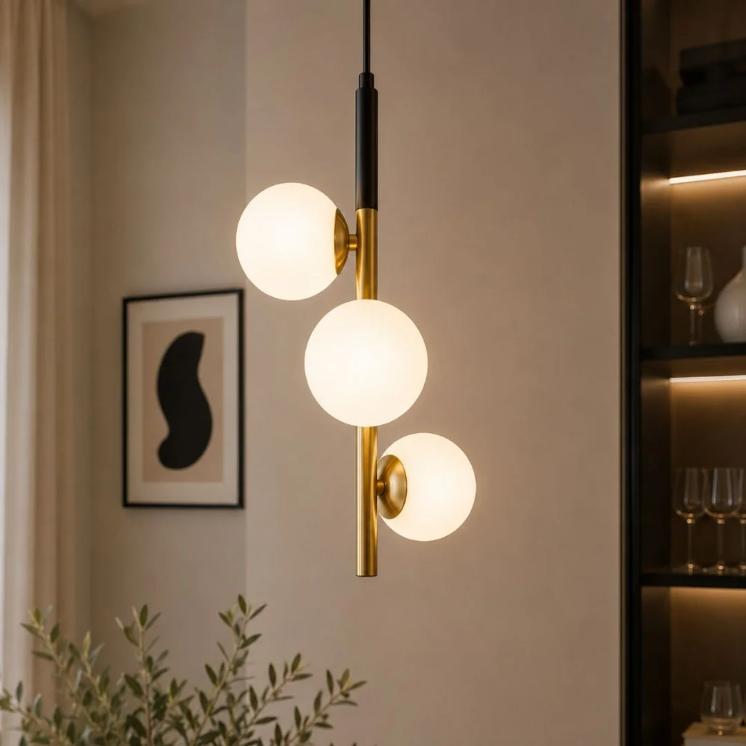 Duo lampa wisząca czarny matowy+złoty 3x15w e14 klosz biały — zdjęcie 2