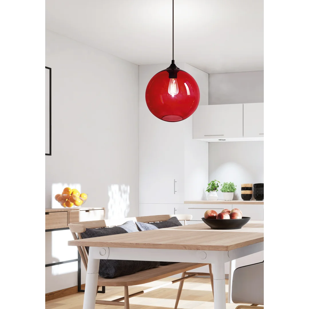 EDISON LAMPA WISZĄCA 25 1X60W E27 CZERWONY + ŻARÓWKA — zdjęcie 2