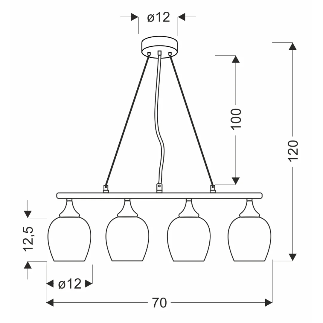 ELECTRA lampa wisząca chromowa 4x60W E27 białe klosze nowoczesna lampa sufitowa do salonu jadalni kuchni efektowny design — zdjęcie 2