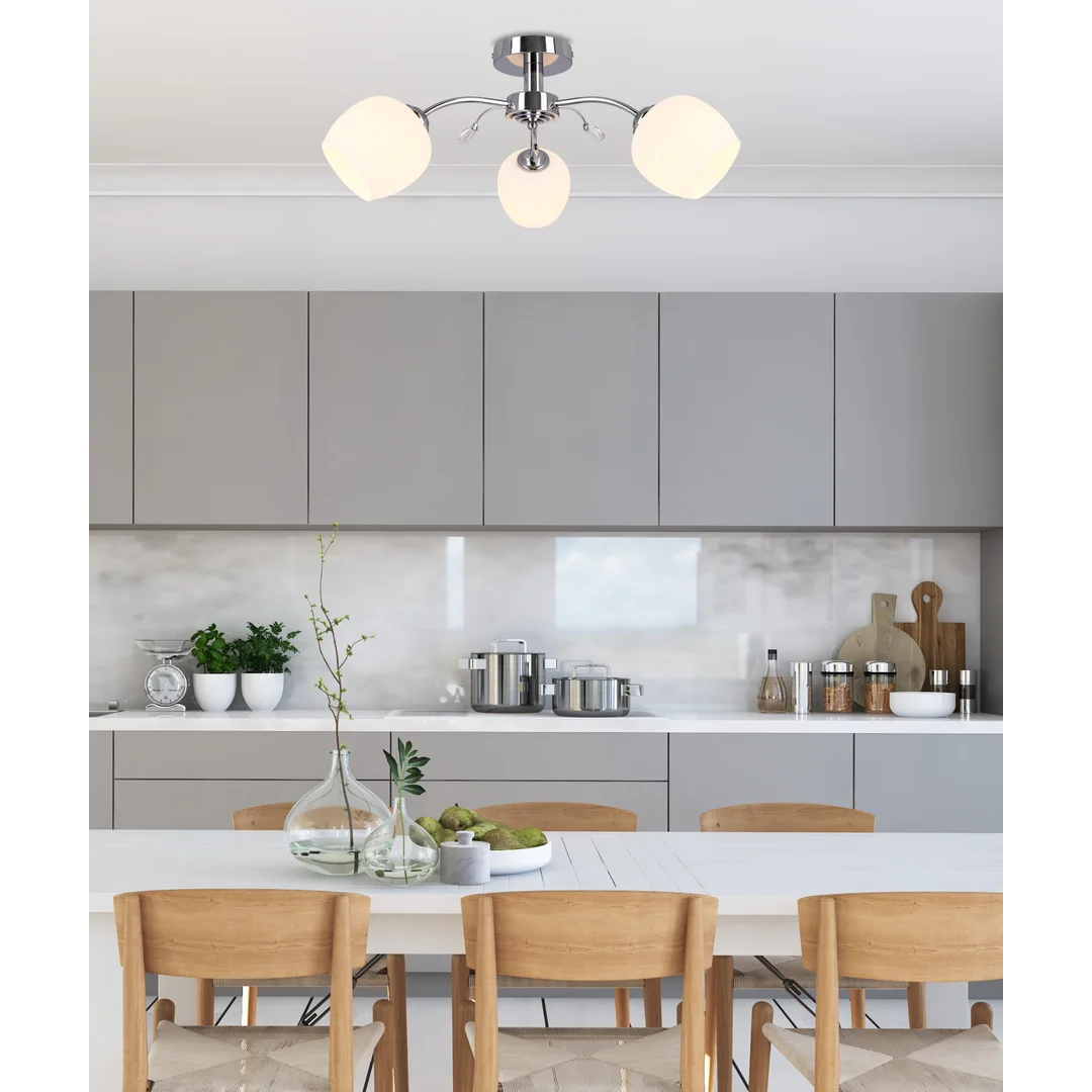 Estar lampa sufitowa chromowy 3x40w e27 klosz biały — zdjęcie 2
