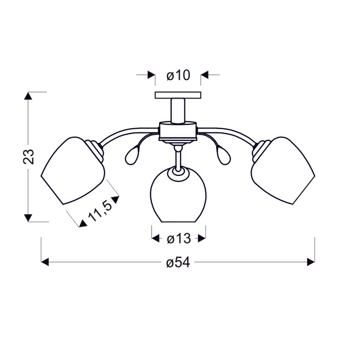 Estar lampa sufitowa chromowy 3x40w e27 klosz biały — zdjęcie 3