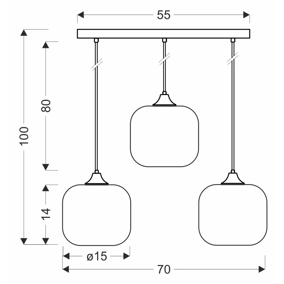 ESTAS lampa wisząca czarny 3x40W E27 klosz bursztynowy — zdjęcie 2