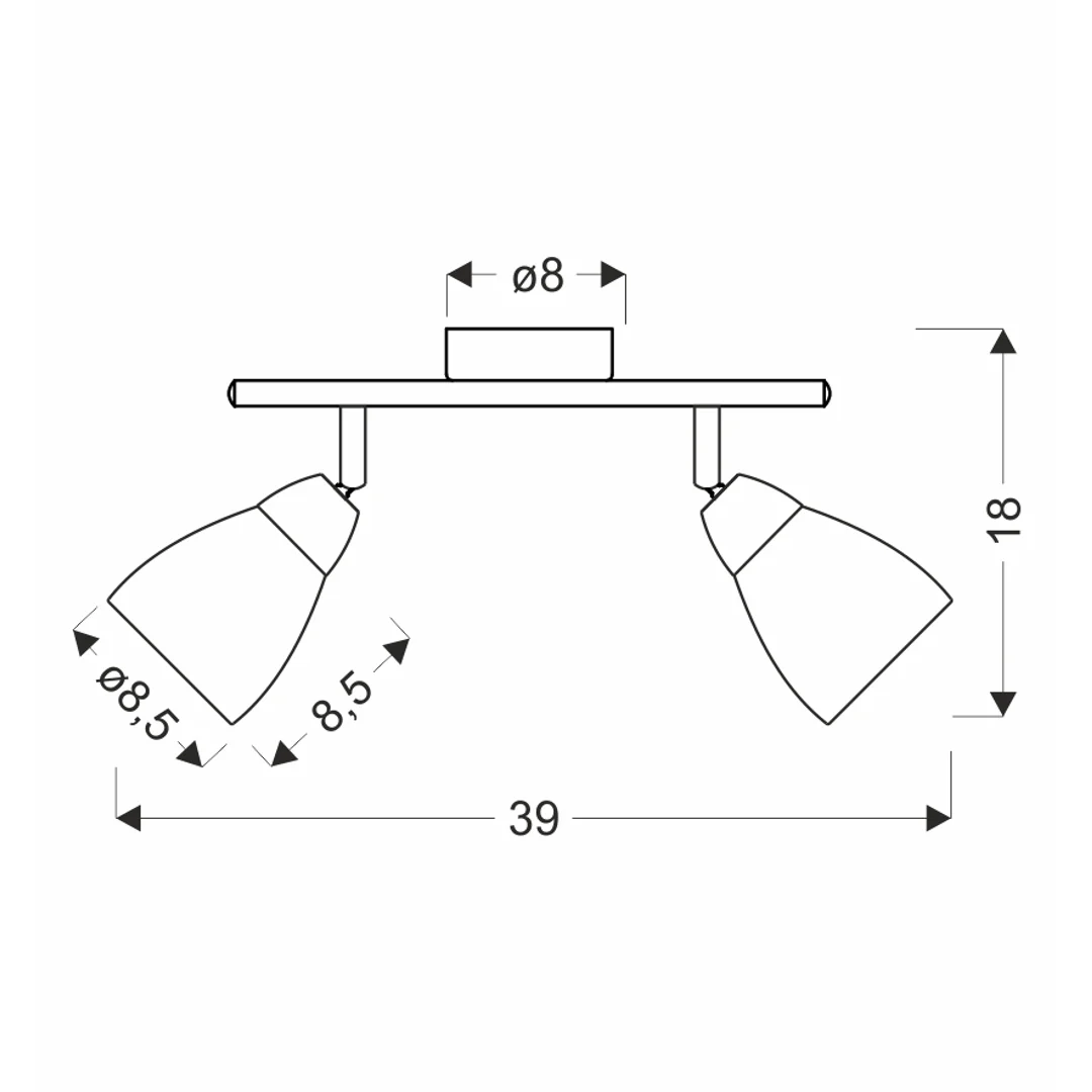 ESTELLO lampa sufitowa listwa chromowy 2x40W G9 klosz dymiony — zdjęcie 2