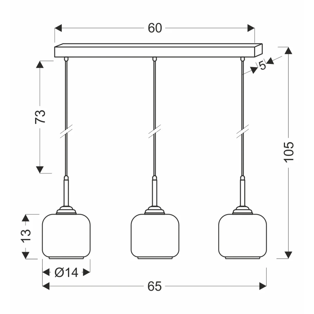 ESTIMA lampa wisząca czarny 3x40W E27 klosz bezbarwny+piaskowany — zdjęcie 2