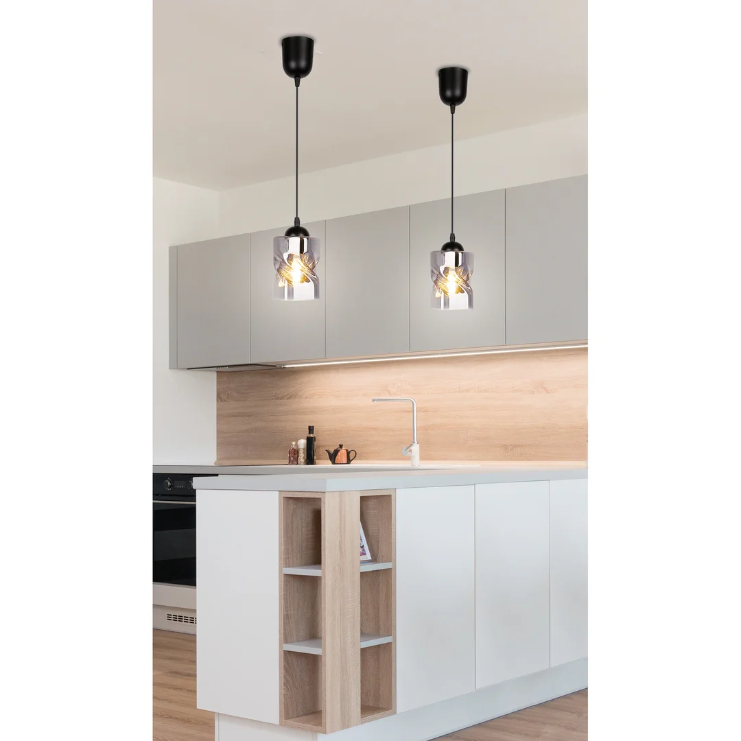Felis lampa wisząca czarny 1x60w e27 klosz dymiony — zdjęcie 2