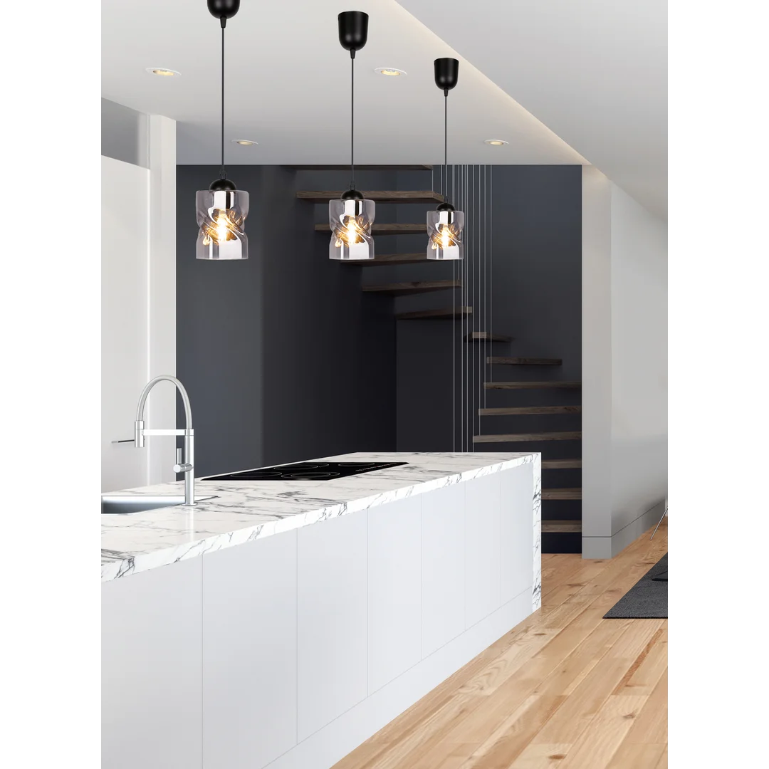 Felis lampa wisząca czarny 1x60w e27 klosz dymiony — zdjęcie 11