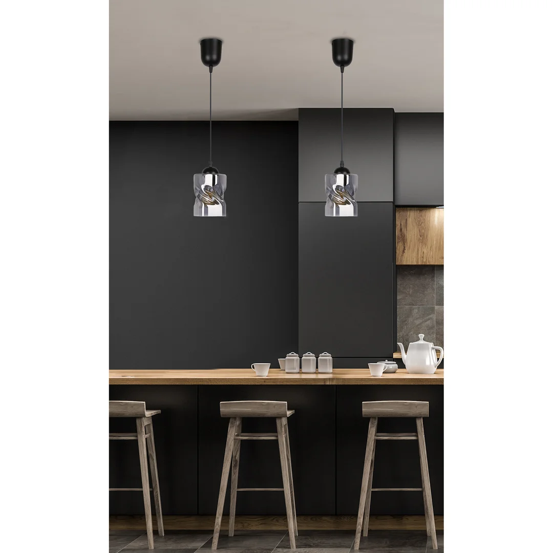 Felis lampa wisząca czarny 1x60w e27 klosz dymiony — zdjęcie 3
