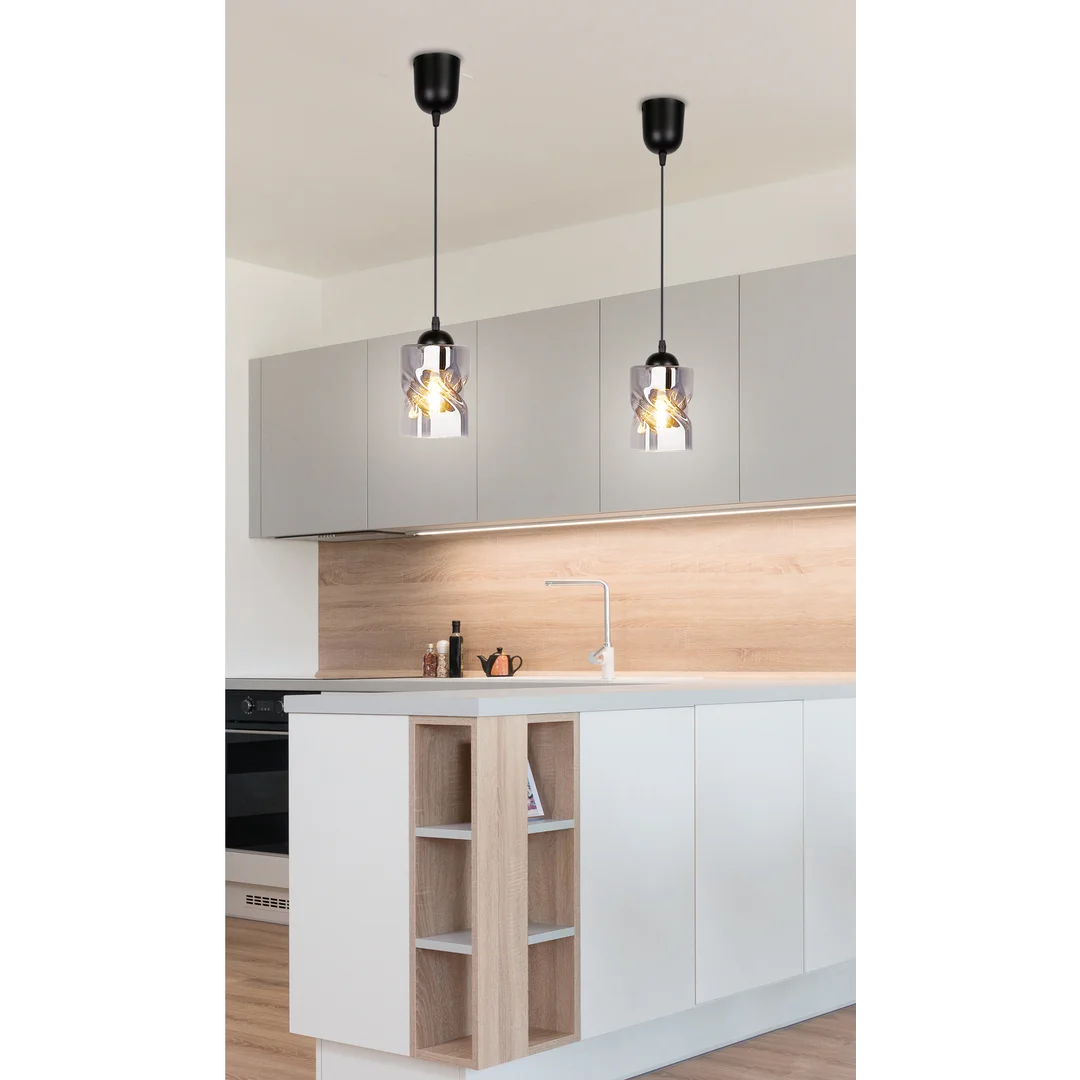Felis lampa wisząca czarny 1x60w e27 klosz dymiony — zdjęcie 8